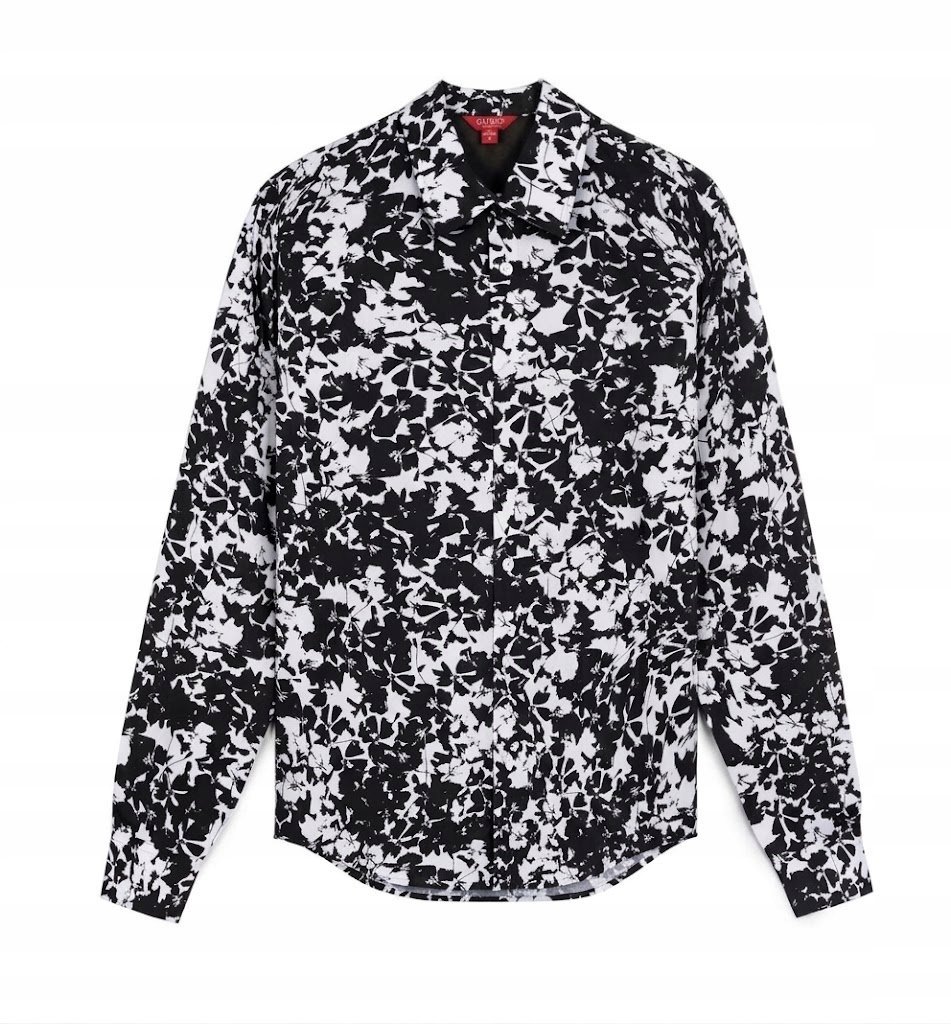 GUESS KOSZULA MĘSKA CASUAL CZARNO BIAŁY WZÓR FLORAL XS G_A