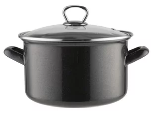 Garnek emaliowany na gaz i indukcję Emalia Polska Pleszew Marigold z pokrywką ciemnoszary 18 cm 2,6 l - Garnki - miniaturka - grafika 1