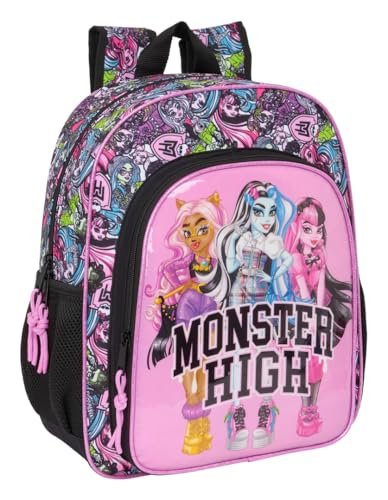 Safta MONSTER HIGH DRAMA – plecak szkolny dla dzieci, dostosowany do wózka, idealny dla dzieci w wieku szkolnym, wygodny i wszechstronny, jakość i odporność, 32 x 12 x 38 cm, wielokolorowy, M, na co