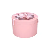 Sztuczne kwiaty - Flowerbox Pudełko Na Kwiaty Różowe Okrągły 16X13Cm Kompozycje Kwiatowe Na Prezent - miniaturka - grafika 1