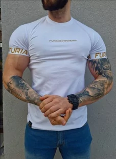 Koszulka męska biała złota taśma Gym Wear Furia - Koszulki męskie - miniaturka - grafika 1