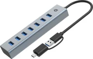Huby USB - HUB USB Conceptronic Conceptronic HUBBIES21G huby i koncentratory USB 3.2 Gen 1 3.1 Gen 1 Type-A 5000 Mbit/s Szary - miniaturka - grafika 1