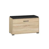 Meble do przedpokoju - Szafka na buty z siedziskiem CARO 04 Sonoma jasna + czarna ekoskóra - miniaturka - grafika 1