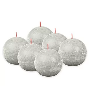 Bolsius Rustykalne świece kule Shine, 6 szt., 76x190 mm, szare Sfeerpunt - Świece - miniaturka - grafika 1