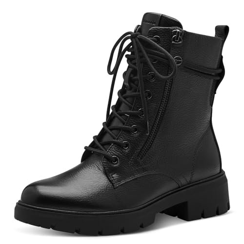 Tamaris Comfort damskie kozaki Lace Boot Flat 8-85213-43, modne, czarne, 38 EU szerokie, czarny, 38 EU Weit