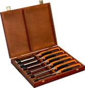 Dłuta - Bahco Dłuta profesjonalne z dwuskładnikową rękojeścią, zestaw 6 szt., w pudełku drewnianym - miniaturka - grafika 1