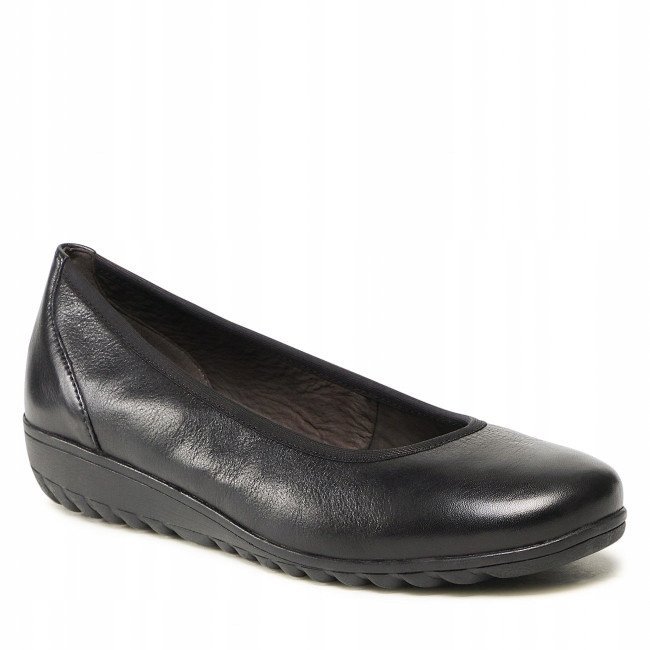Baleriny Caprice 9-22151-29 skóra naturalna damskie wygodne czarne r.39