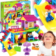 Klocki - KLOCKI KONSTRUKCYJNE ZESTAW PLAC ZABAW ZE ZJEŻDŻALNIĄ 93 ELEMENT.DLA DZIECI - miniaturka - grafika 1