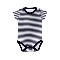 Body dla niemowląt - Body z krótkim rękawem w paski biało-granatowe 74 - miniaturka - grafika 1