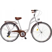 Rowery - Dallas Bike City 7spd 28 cali Damski Biało-brązowy - miniaturka - grafika 1