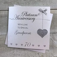 Kartki okolicznościowe i zaproszenia - Platynowa karta na 70-lecie dla specjalnych dziadków - - biała bawełna karty LLA70-GP - miniaturka - grafika 1