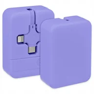 Ładowarki do telefonów - KABEL ZAWIJANY 3W1 LIGHTING USB-C MICRO-USB FIOLET - miniaturka - grafika 1