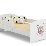 Łóżka dla dzieci i młodzieży - Białe Łóżko Dziecięce 140x70 cm z Motywem Śpiącej Królewny i Barierką – W Zestawie Materac Piankowy i Pełna Konstrukcja, Wymiary: 144 x 77 x 56 cm - miniaturka - grafika 1