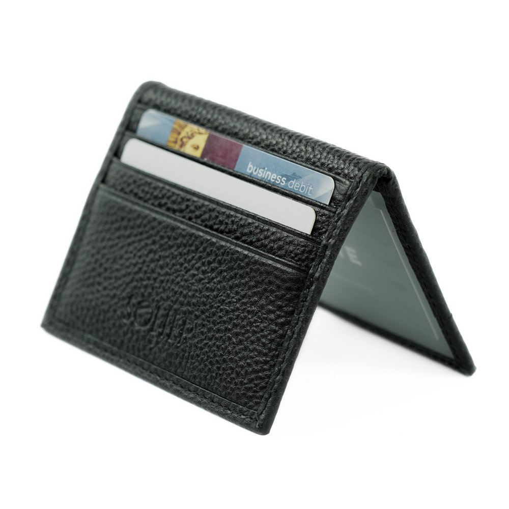 Portfel na karty składany wizytownik skórzany slim Solier SW44 BLACK