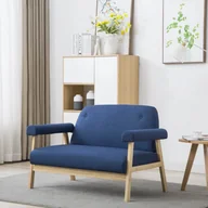 Sofy i kanapy - vidaXL 2-osobowa sofa tapicerowana tkaniną, niebieska - miniaturka - grafika 1