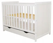 Łóżeczka i kojce - Łóżeczko niemowlęce Lilia białe z szufladą i gryzakami 120x60 norma UE - miniaturka - grafika 1