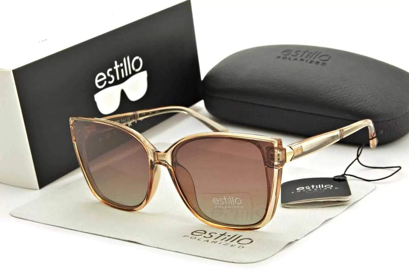 ESTILLO Damskie okulary przeciwsłoneczne polaryzacyjne z filtrem UV400 beżowe EST-06-15 Estillo EST-06-15