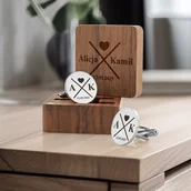 Spinki do mankietów i krawatów - SPINKI do MANKIETÓW z GRAWEREM w ETUI na ŚLUB - miniaturka - grafika 1