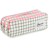 Piórniki - Zagatto, Piórnik Szkolny Trzykomorowy Duży Saszetka  W Kratkę - miniaturka - grafika 1