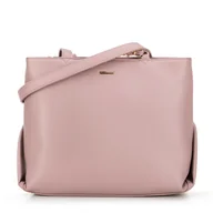 Torebki damskie - Shopperka ze skóry ekologicznej z łańcuszkiem wrzosowy - miniaturka - grafika 1