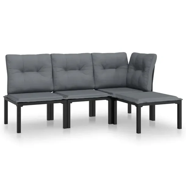 Modny zestaw wypoczynkowy do ogrodu czarny rattan PE 62 x 62 x 68 cm
