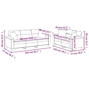 2-częściowy komplet wypoczynkowy, jasnoszary, mikrofibra - Sofy i kanapy - miniaturka - grafika 9