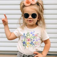 Koszulki dla dziewczynek - koszulka dla dziewczynki w kwiatki - miniaturka - grafika 1