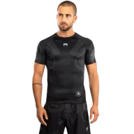 Kimona, stroje i obuwie - Venum Nexus Rashguard Short Sleeves Krótki Rękaw Black/Silver - miniaturka - grafika 1