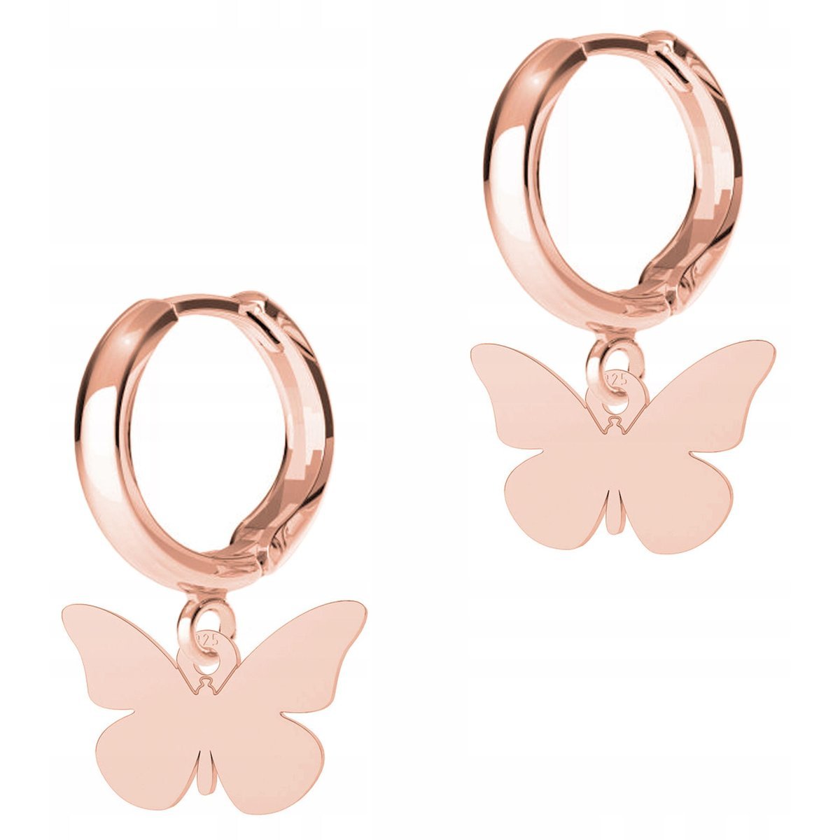 Kolczyki Pozłacane Motyle Owady Blaszki z Motylami Motylkiem SREBRO 925