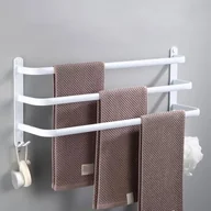 Wieszaki łazienkowe - Wieszak na ręczniki łazienkowe, ścienny, trzypoziomowy z haczykami, biały, 50 cm - miniaturka - grafika 1