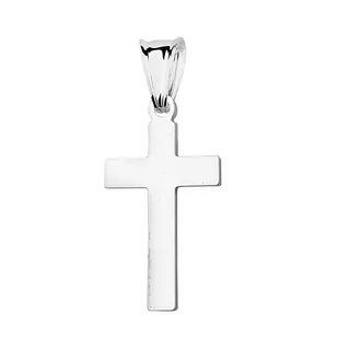 Krzyżyk srebrny gładki krzyż wysoki połysk - Zawieszki - miniaturka - grafika 1