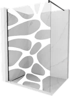 Ścianki i drzwi prysznicowe - Mexen Kioto ścianka prysznicowa 130 x 200 cm, transparent/biały wzór 8 mm, czarna - 800-130-101-70-97 - miniaturka - grafika 1
