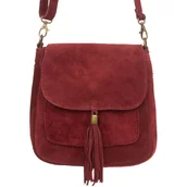 Torebki damskie - Torebka Skórzana Zamszowa Vera Pelle Vanita Bordowa - miniaturka - grafika 1