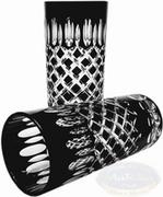 Szklanki - Czarne kryształowe szklanki do wody i drinków 320m Krata Oliwka 6 sztuk - miniaturka - grafika 1