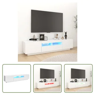 Szafka RTV Living Store z oświetleniem LED biała 180x35x40 cm - Szafki RTV - miniaturka - grafika 1