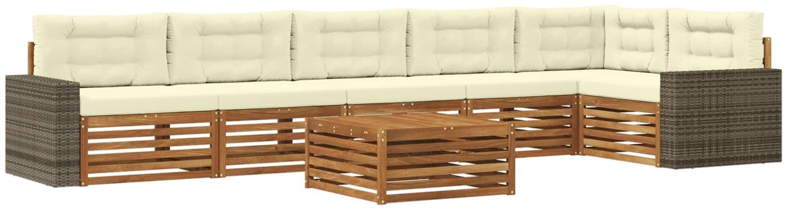 vidaXL Zestaw sof na zewnątrz 7 pcs Naturalny i Kremowy