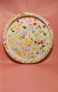 Biała taca dekoracyjna, kolorowe lastryko, 26 cm - Deski do krojenia - miniaturka - grafika 1