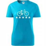 Koszulki i topy damskie - Damska Koszulka z Nadrukiem Rowerowa Rower Super Prezent dla Rowerzystki turkusowy XS - miniaturka - grafika 1