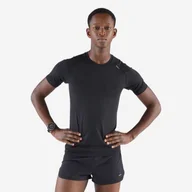 Koszulki sportowe damskie - T-Shirt De Running 500 Confort Slim Sans Coutures Noir Fumé - miniaturka - grafika 1