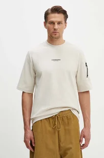 G-Star Raw t-shirt bawełniany męski kolor beżowy z aplikacją D24705-D617 - Koszulki męskie - miniaturka - grafika 1