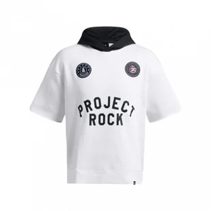 Męska koszulka treningowa z kapturem Under Armour Project Rock Icon Flc Ss Hdy Boh - biała - UNDER ARMOUR - Koszulki sportowe męskie - miniaturka - grafika 1