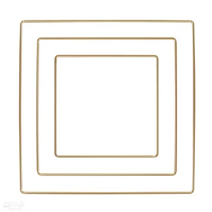 Obręcz metalowa, kwadrat, złota, 3 szt. - Wyposażenie pokoiku dziecięcego - miniaturka - grafika 1