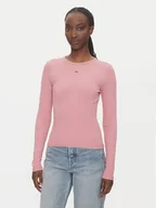 Bluzki damskie - Tommy Jeans Bluzka Essential DW0DW17387 Różowy Slim Fit - miniaturka - grafika 1