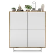 Komody - Komoda do salonu, loft, apollo 4D, 113x35x127 cm, dąb wotan, biel, mat - miniaturka - grafika 1