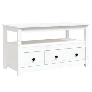 Lumarko Stolik kawowy, biały, 102x49x55 cm, lite drewno sosnowe - Ławy i stoliki kawowe - miniaturka - grafika 3