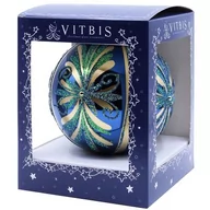 Bombki - Bombka szklana dekor bogaty 12 cm VELVET BLUE 1 szt. - miniaturka - grafika 1