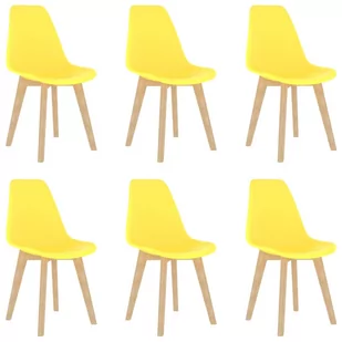 vidaXL Krzesła stołowe, 6 szt., żółte, plastik - Krzesła - miniaturka - grafika 1