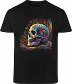 Koszulki męskie - Koszulka Dia de los Muertos Czaszka Nadruk dla Mężczyzny Czarna R-XS a749 - miniaturka - grafika 1