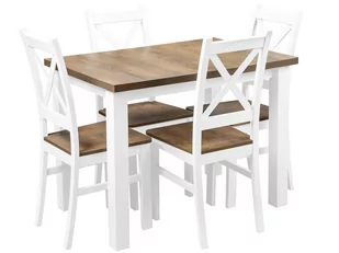 Zestaw stół z krzesłami dla 4 osób biały, dąb lefkas Z055 - Stoły z krzesłami - miniaturka - grafika 1