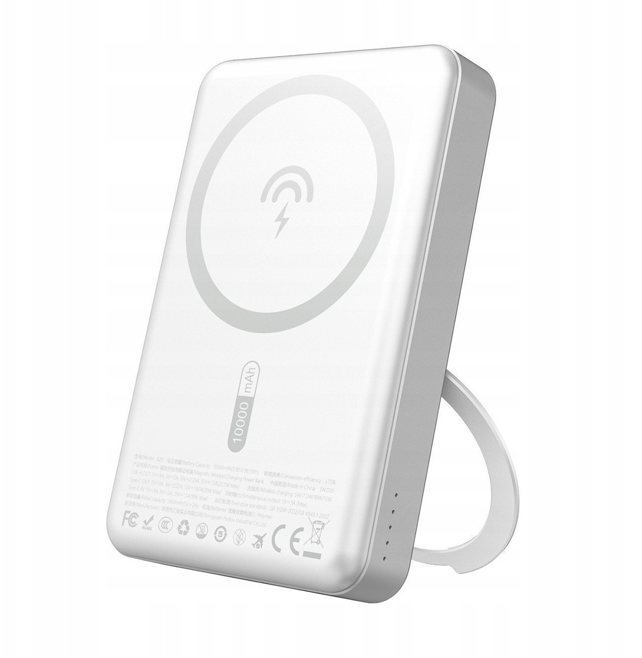 Dudao K28 10000mAh PD 22.5W z MagSafe z metalową obudową i pierścieniem-podstawką - srebrny